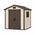 Abri de jardin 190 x 120 x 180 cm en résine beige et marron à double porte ventilé