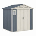 Abri de jardin 213 x 130 x 185 cm en acier gris anthracite et beige avec portes coulissantes ventilé