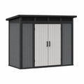 Abri de jardin 190 x 110 x 190 cm en résine gris anthracite avec portes doubles