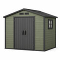 Abri de jardin 200 x 160 x 190 cm en résine vert noir avec portes doubles et ventilation