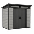 Abri de jardin 180 x 120 x 200 cm en résine gris anthracite à double porte contemporain