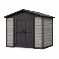Abri de jardin 210 x 130 x 200 cm en résine gris anthracite à double porte toit incliné