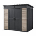 Abri de jardin 200 x 120 x 190 cm en acier noir et bois clair pour rangement extérieur à double porte