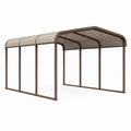 Abri voiture 500 x 300 x 220 cm structure métallique brun toit en polycarbonate translucide protection extérieure