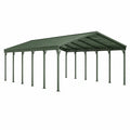 Abri voiture 600 x 300 x 270 cm en acier vert avec toit incliné