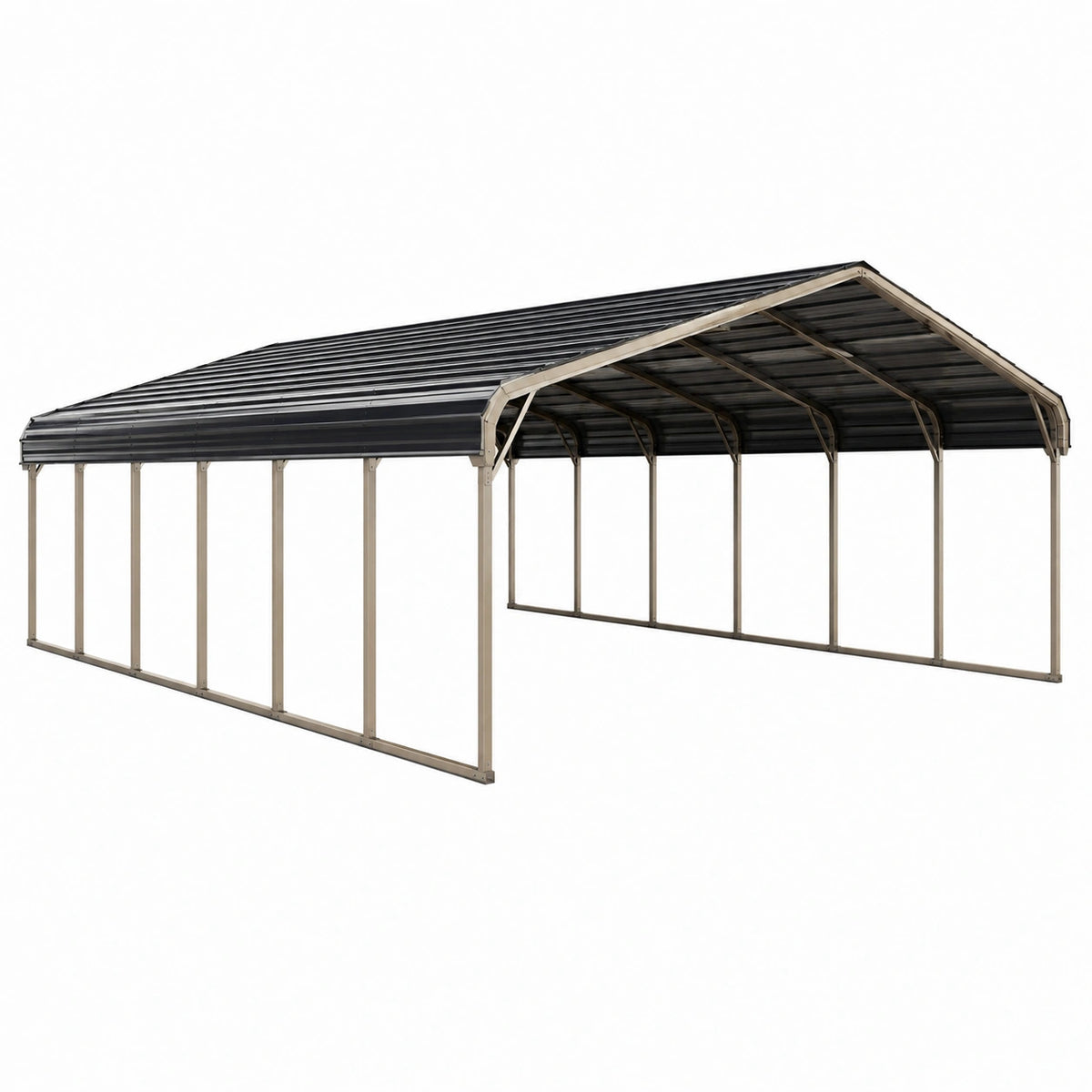 Abri voiture 600 x 300 x 270 cm en acier galvanisé gris anthracite avec toiture nervurée