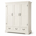 Armoire 3 portes 3 tiroirs 180 x 60 x 200 cm en bois blanc style campagne rangement