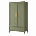 Armoire de rangement 100 x 55 x 190 cm en panneaux de bois vert olive à 2 portes style classique