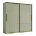 Armoire à portes coulissantes 180 x 60 x 200 cm en panneaux de bois vert sauge style contemporain