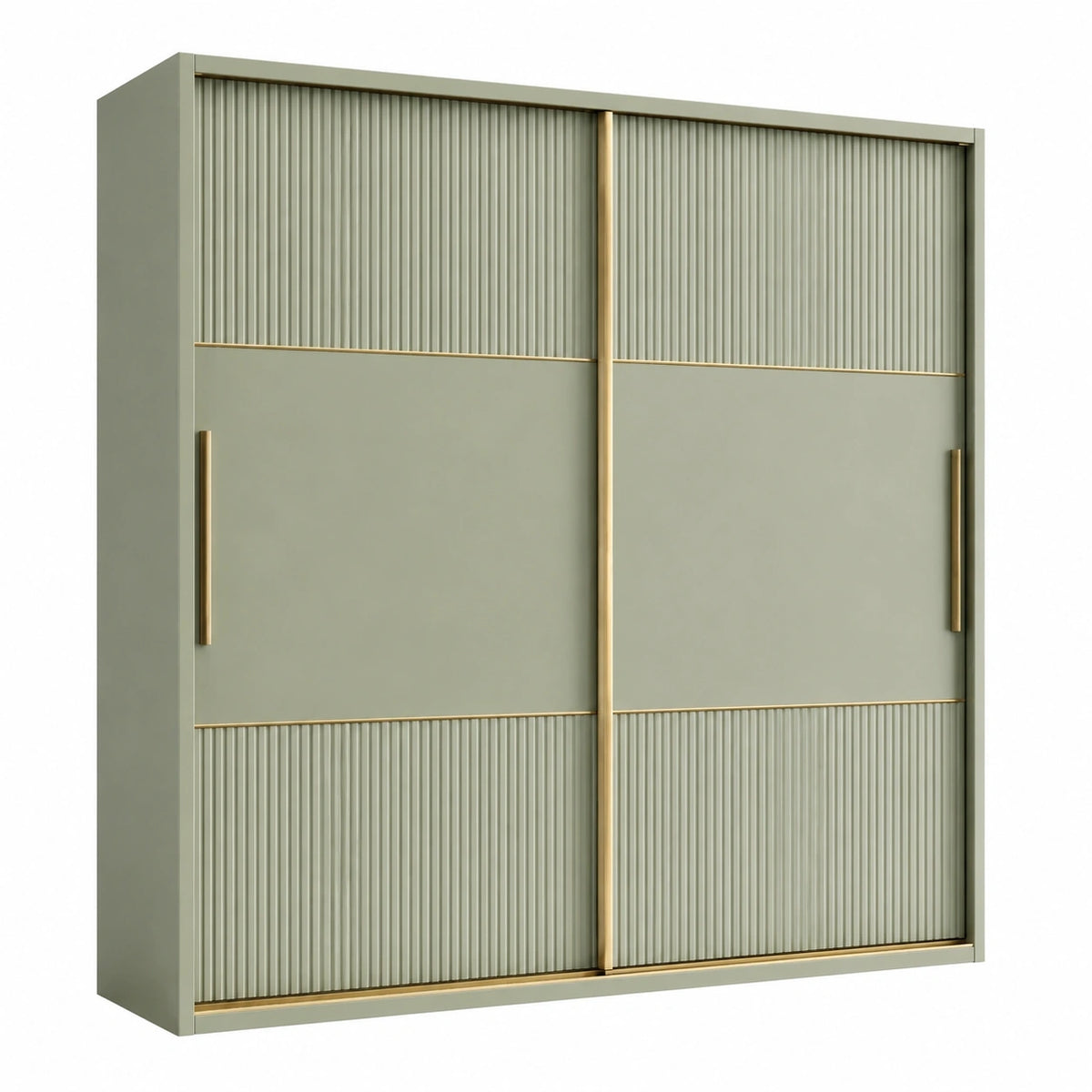 Armoire à portes coulissantes 180 x 60 x 200 cm en panneaux de bois vert sauge style contemporain