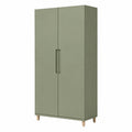 Armoire de rangement 90 x 50 x 180 cm en panneaux de bois vert sauge à 2 portes style contemporain